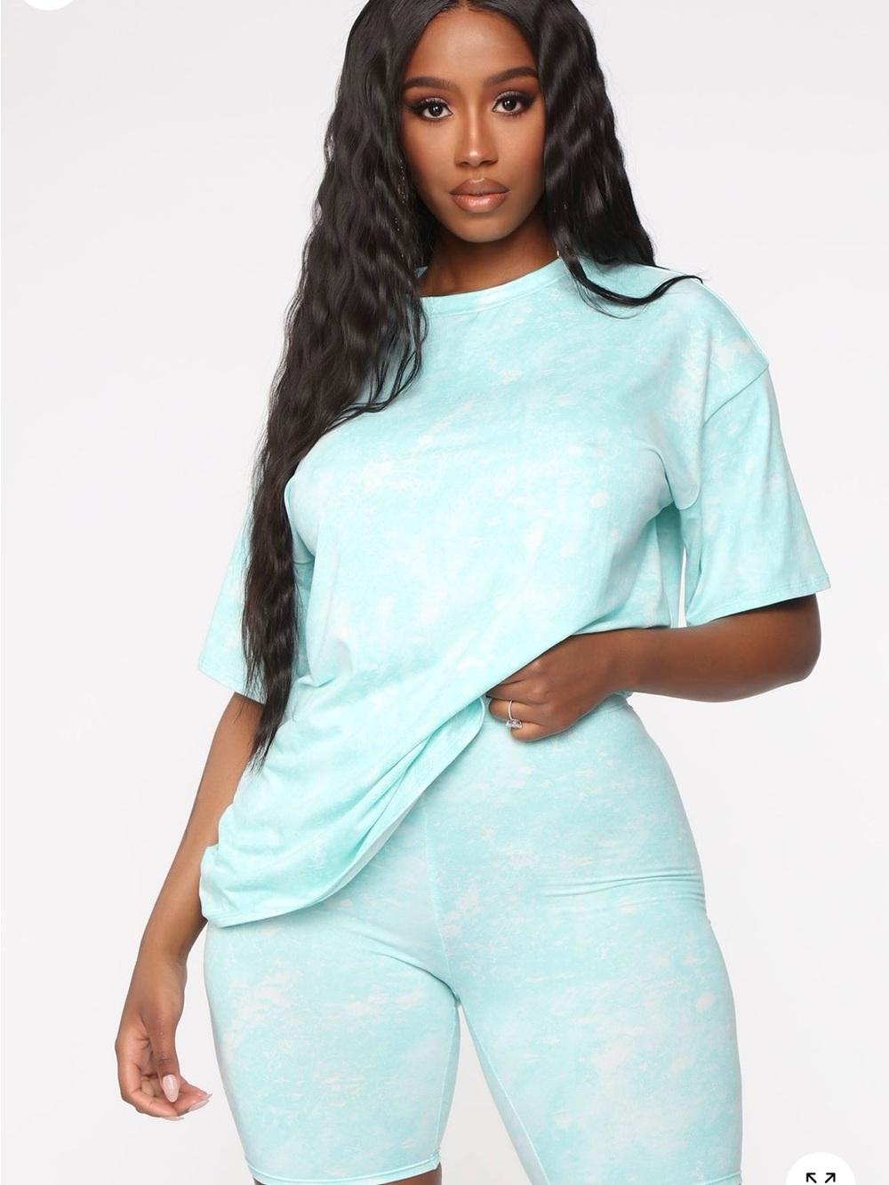 Fashion Nova Mint Tie-Dye Short Sleeve Crewneck Tee